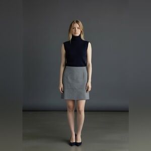 Halogen Navy and white patterned pencil skirt